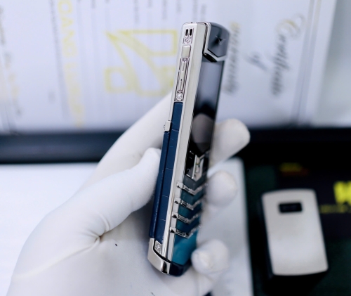 Vertu Signature S Steel Blue Aligator